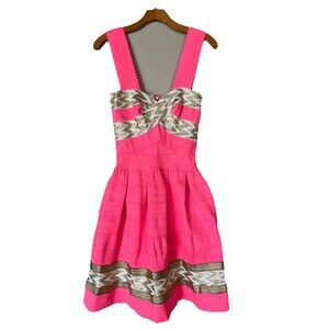 Day & Night Neon Pink Ballerina Stretch Band Dress,‎ Knee Length, Slimming, SZ S